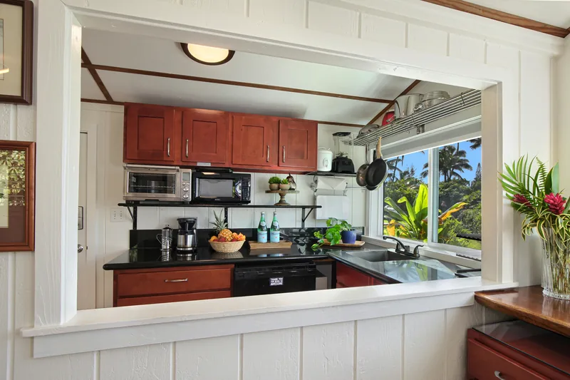 Second kitchen view at Fern Grotto Inn cottage, Kauai