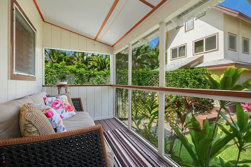 Private lanai at Fern Grotto Inn vacation cottage, Kauai