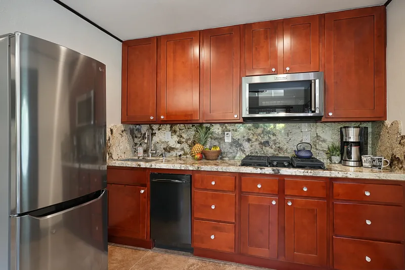 Fully equipped kitchen at Fern Grotto Inn, Kapaa, Kauai