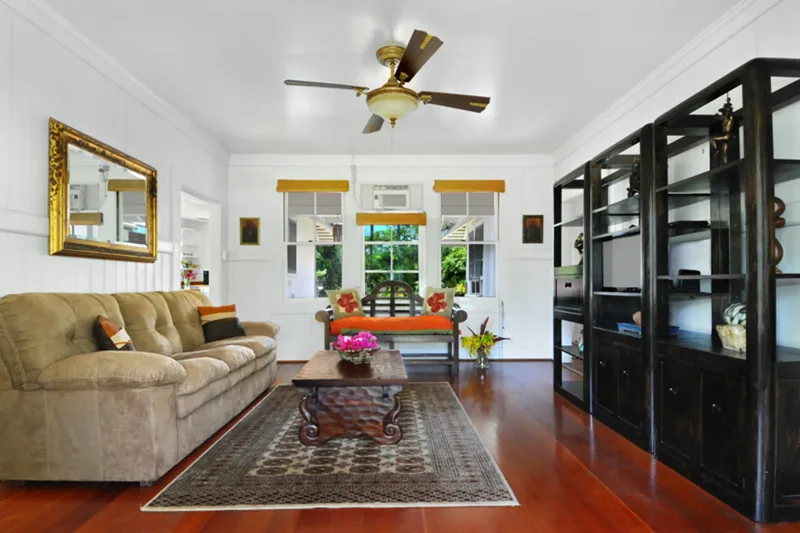 Living area at Fern Grotto Inn plantation cottage, Kauai