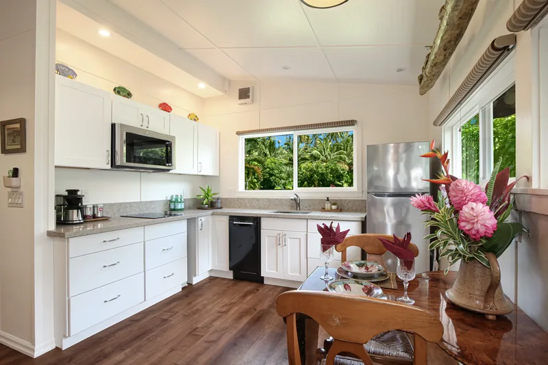 Fully equipped kitchen at Fern Grotto Inn, Kapaa, Kauai